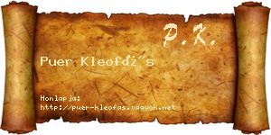 Puer Kleofás névjegykártya